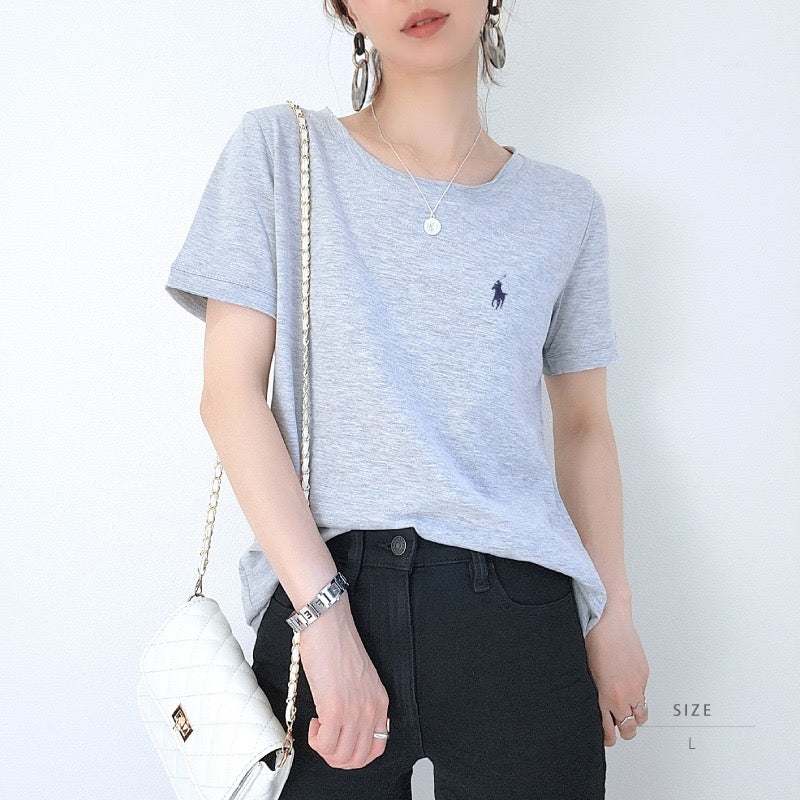 Polo淨色logo tee