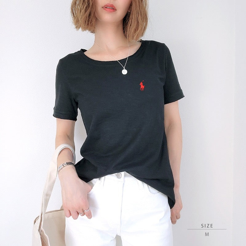 Polo淨色logo tee