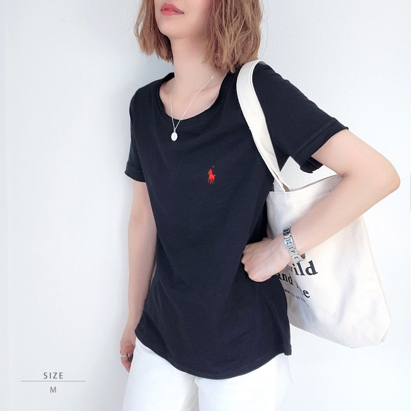 Polo淨色logo tee