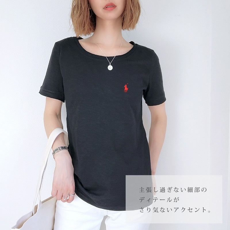 Polo淨色logo tee