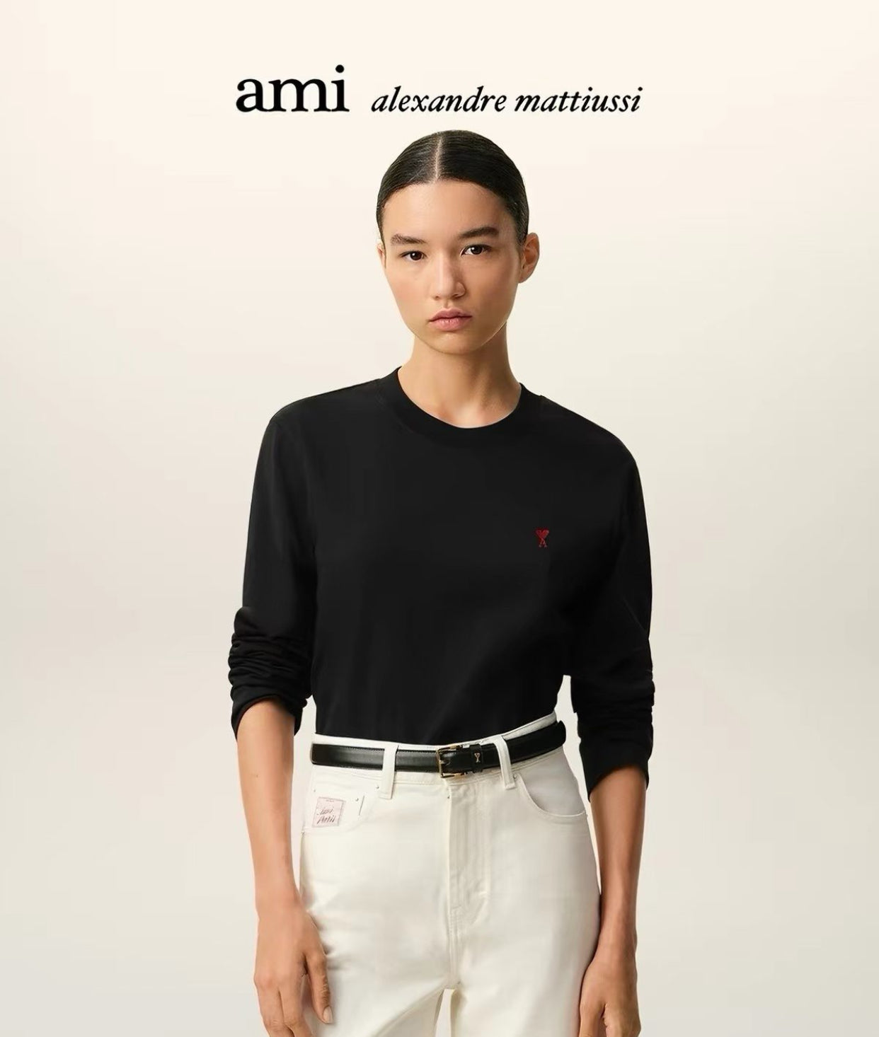 Ami 純色logo tee