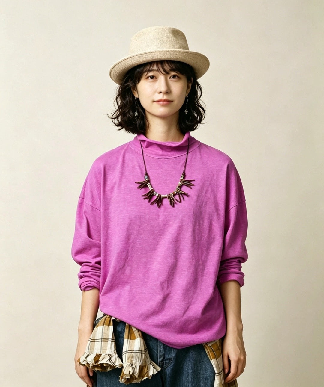 45R淨色高領tee
