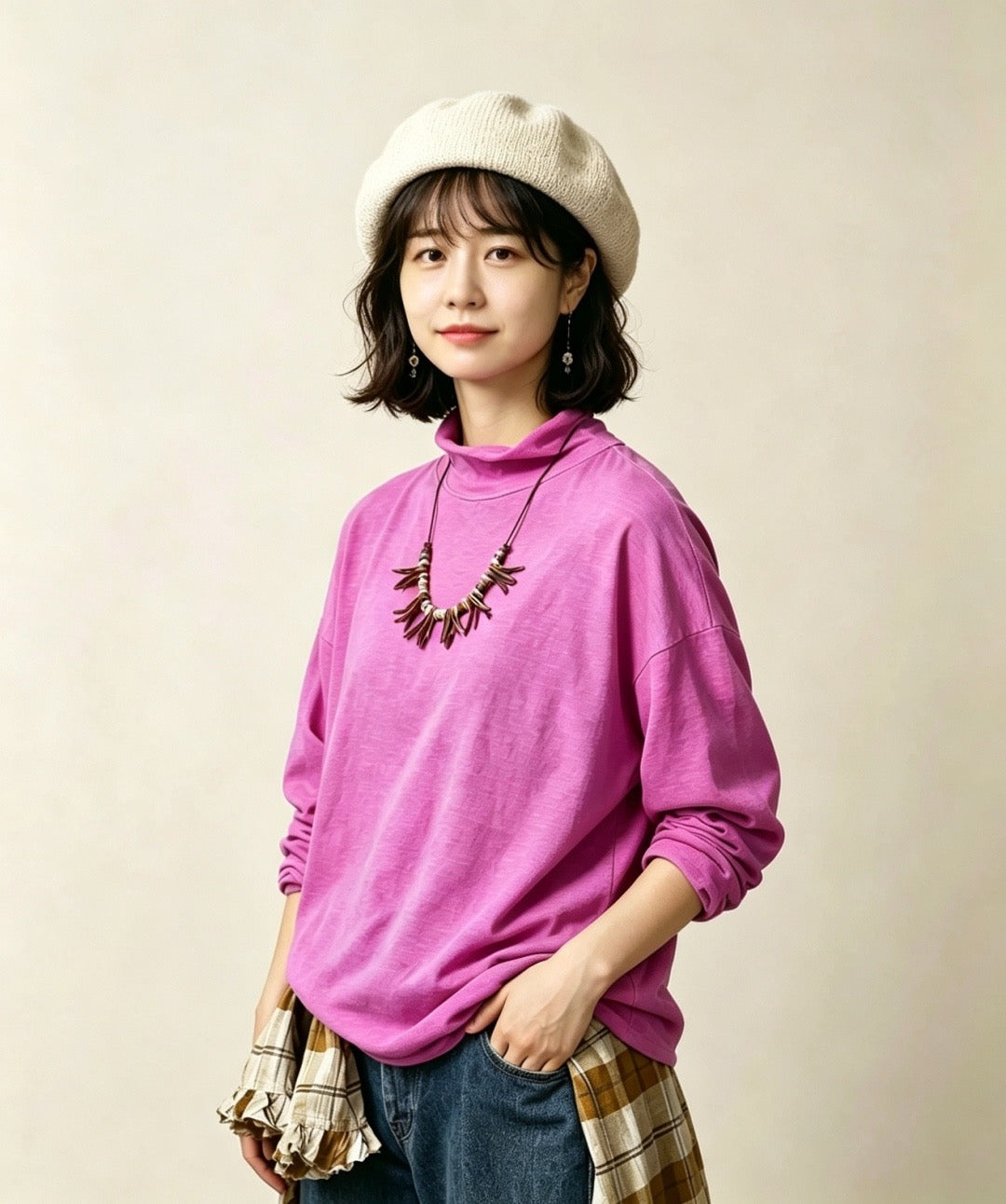 45R淨色高領tee