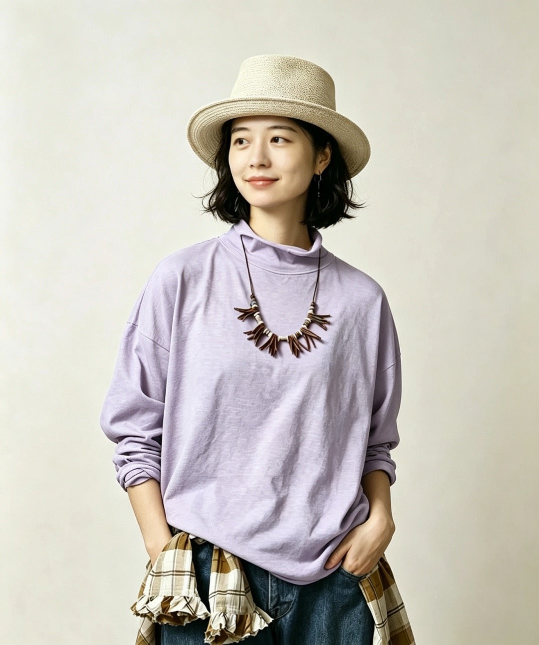 45R淨色高領tee
