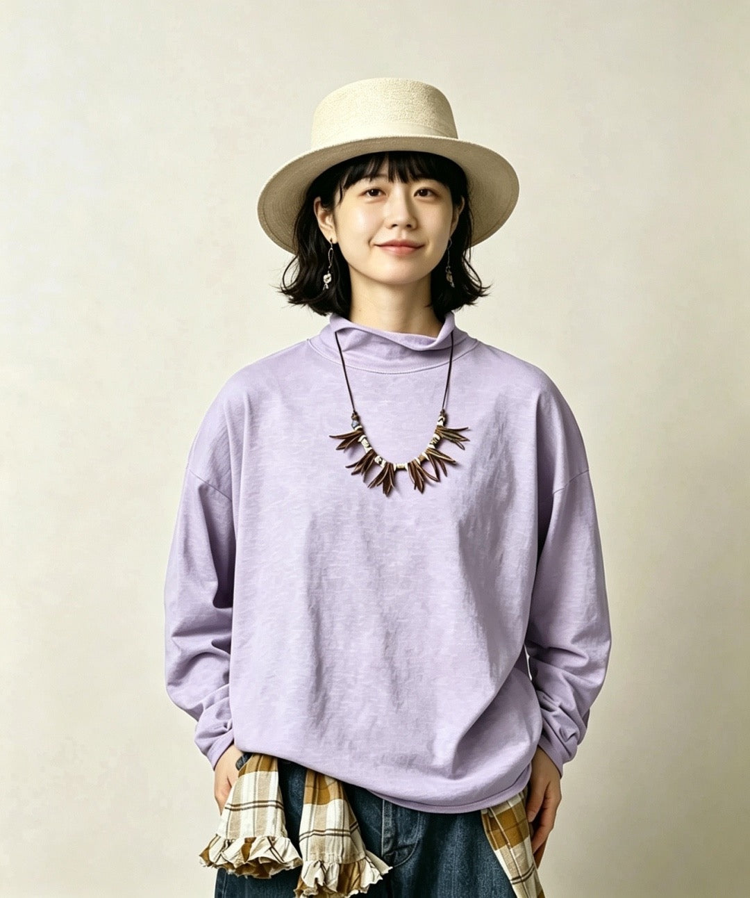45R淨色高領tee