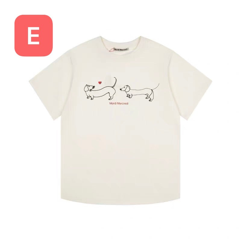 Mardi Mercredi 狗狗pattern tee
