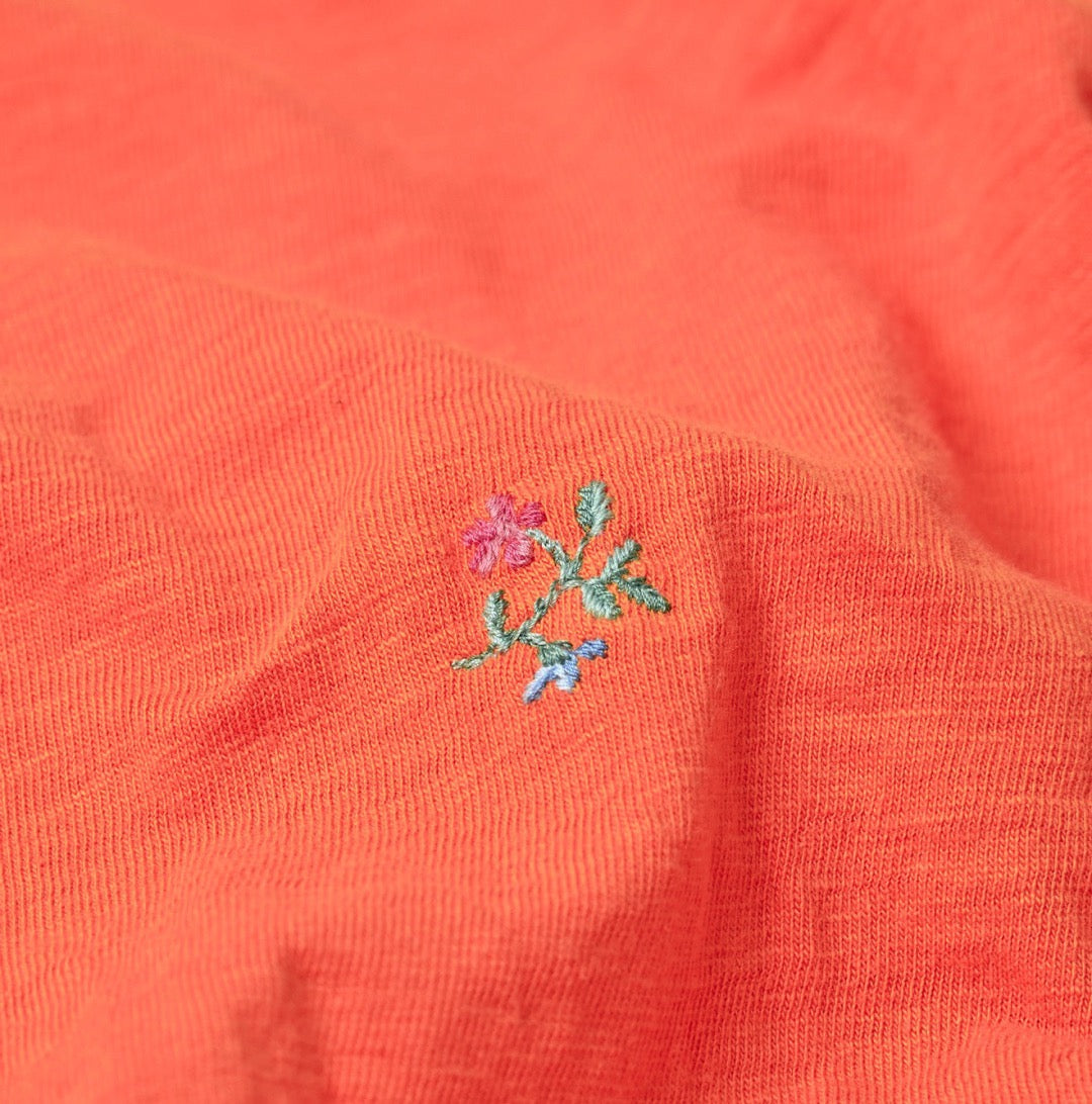 45R flower刺繡長袖tee