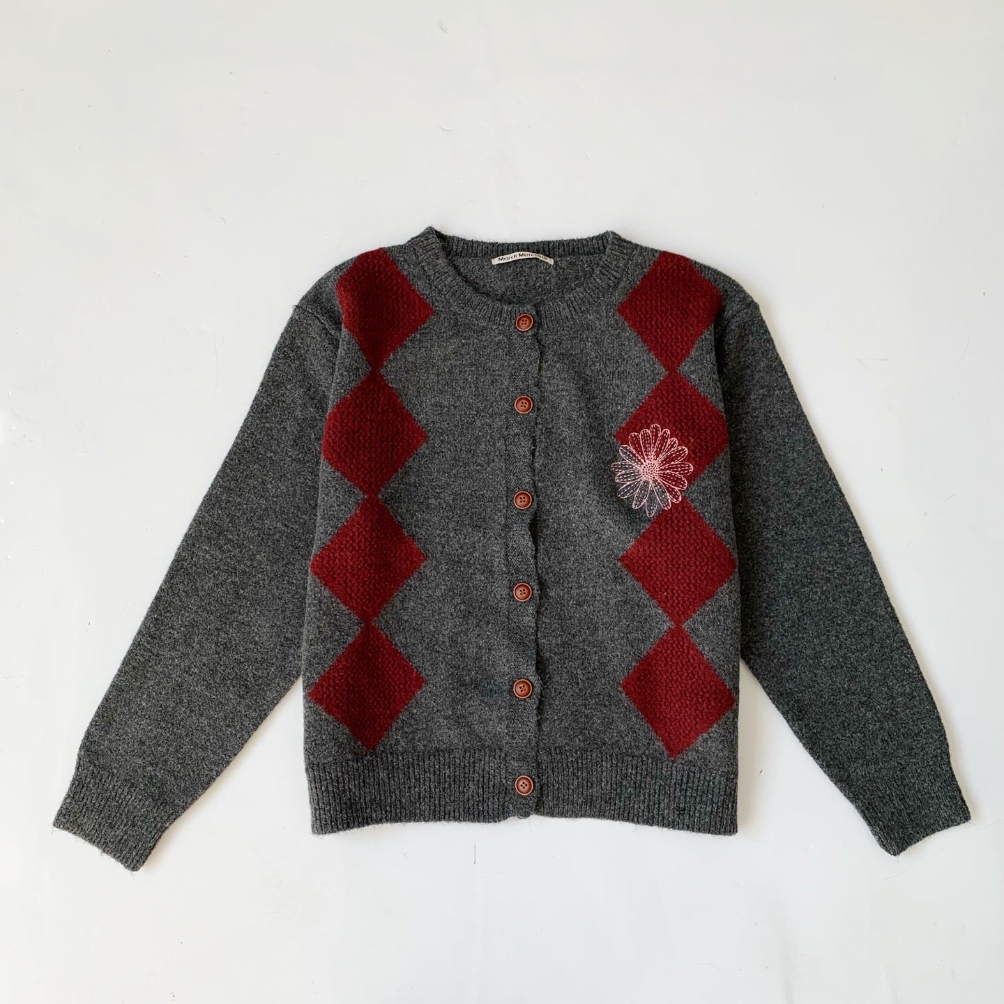 Mardi菱形pattern cardigan