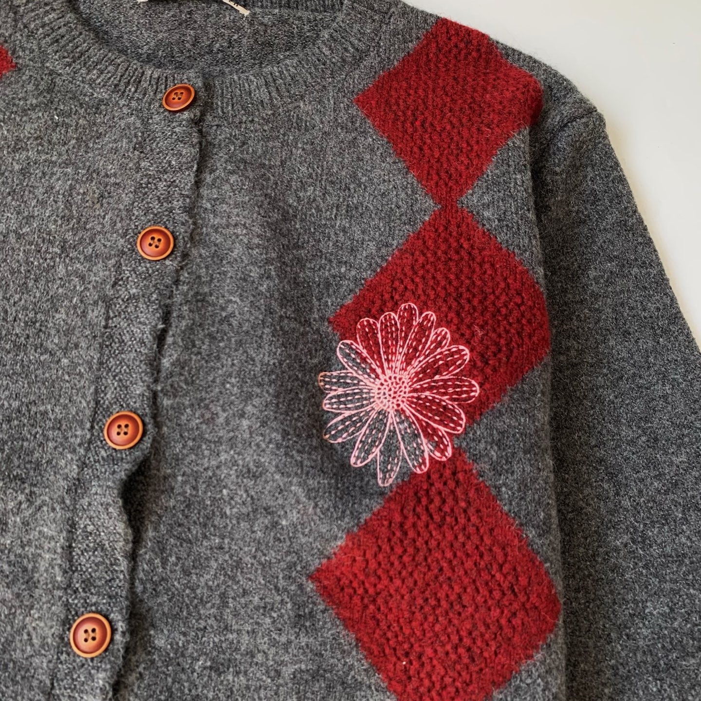 Mardi菱形pattern cardigan