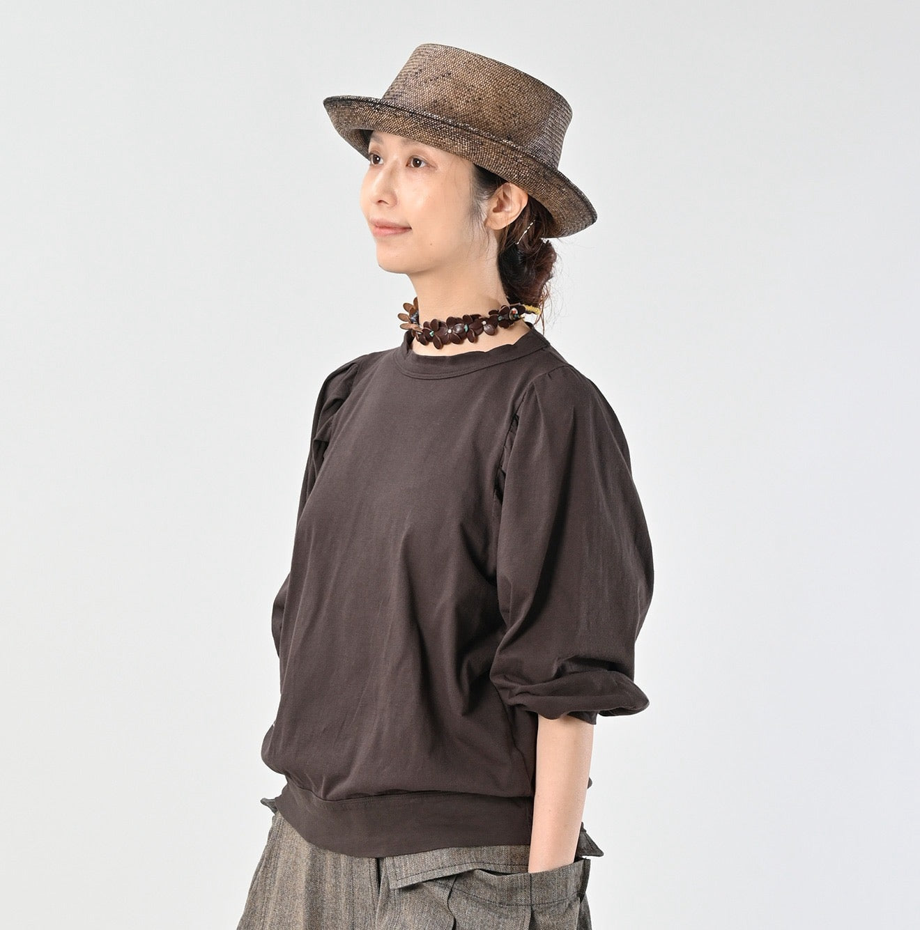 45R 8分袖泡泡tee