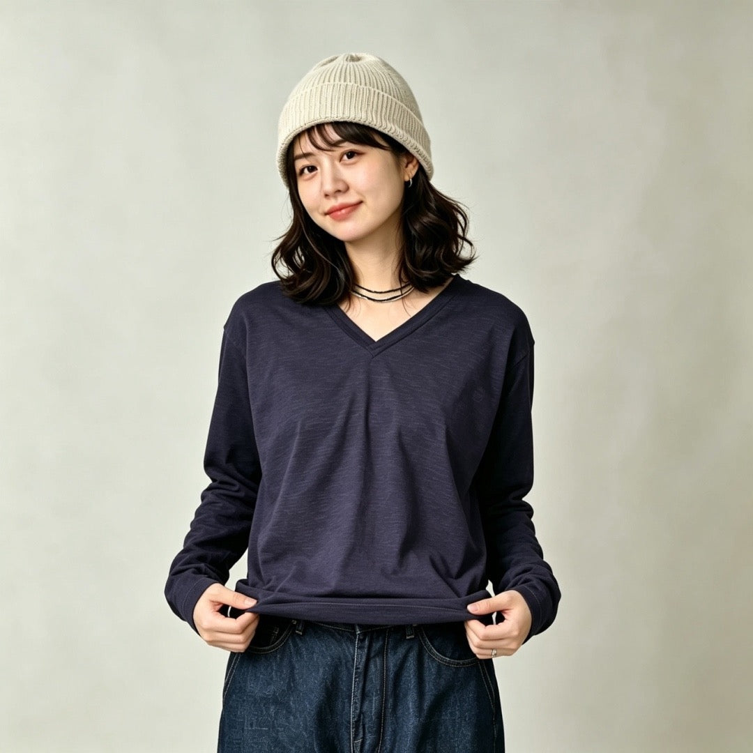 45R v領淨色tee
