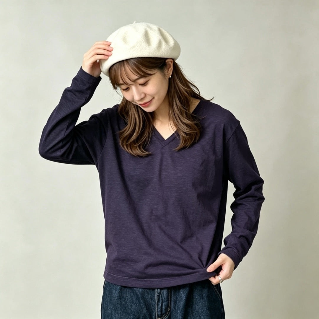 45R v領淨色tee