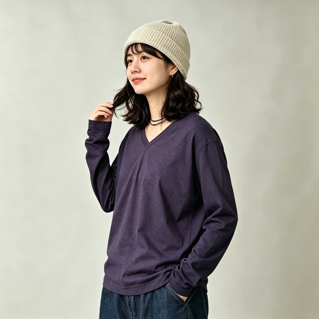 45R v領淨色tee