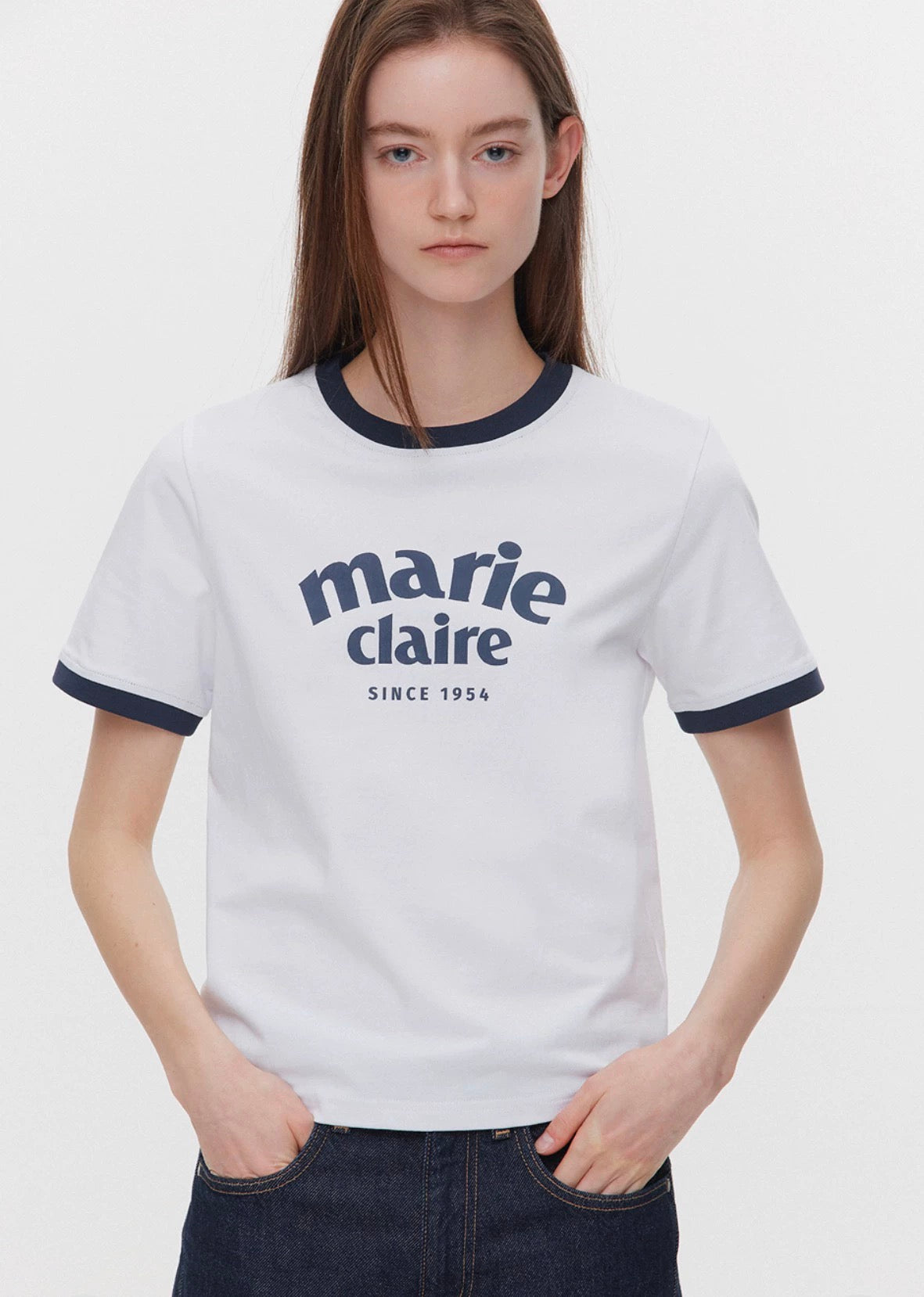 Marie Claire撞色tee