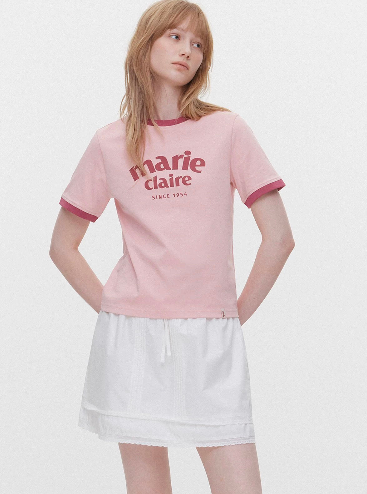 Marie Claire撞色tee