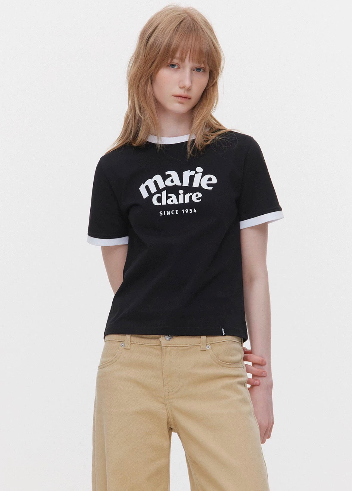 Marie Claire撞色tee