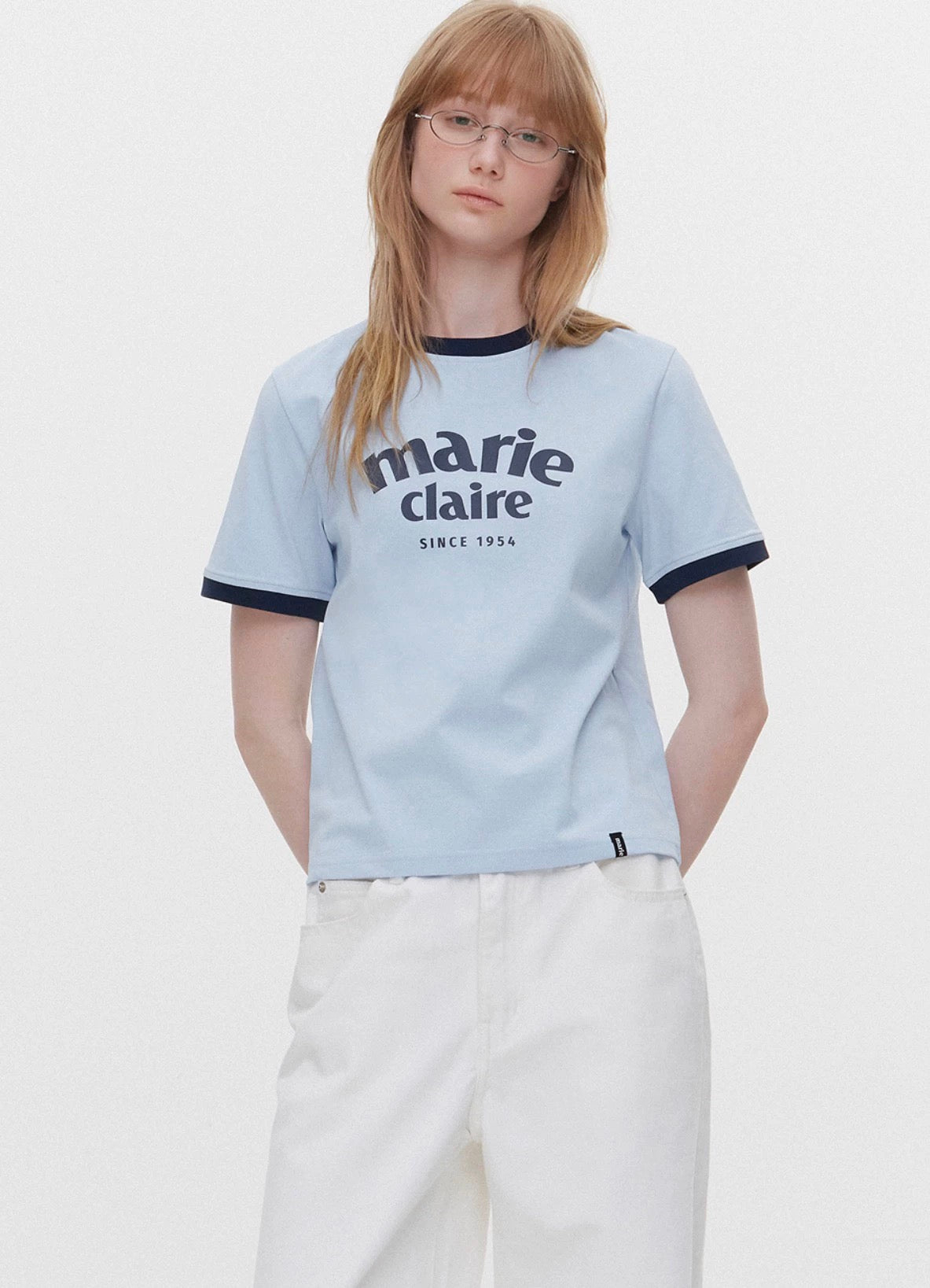 Marie Claire撞色tee