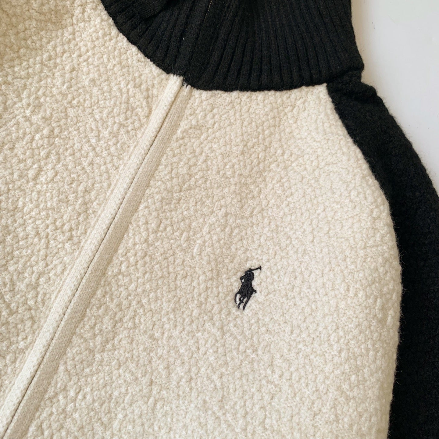 Polo撞色針織zip jacket