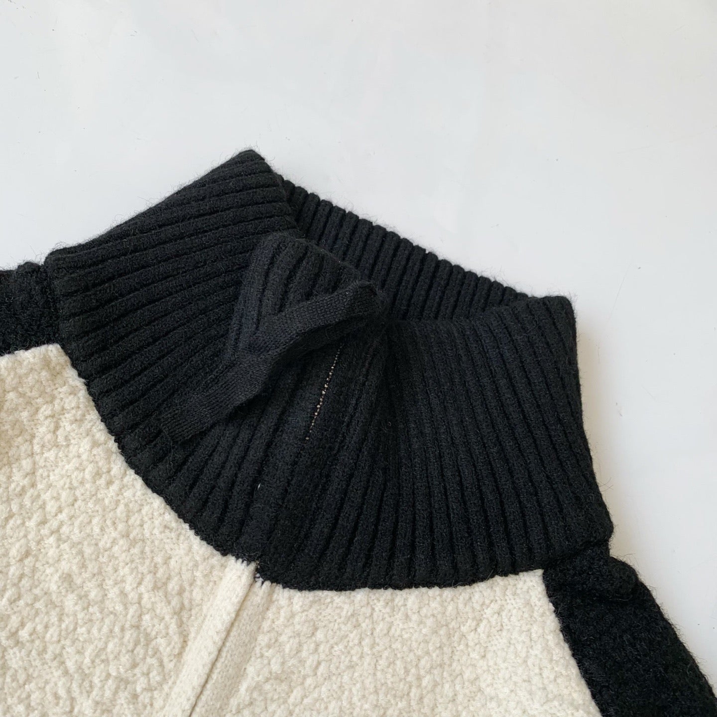 Polo撞色針織zip jacket