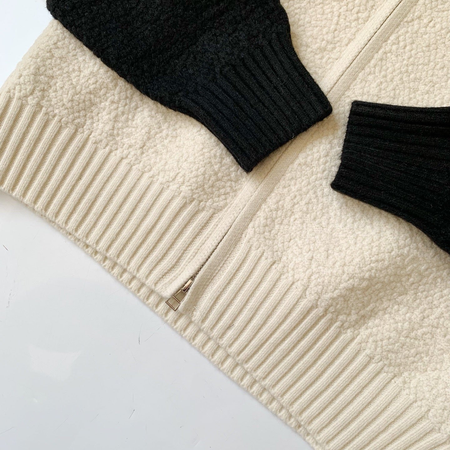 Polo撞色針織zip jacket