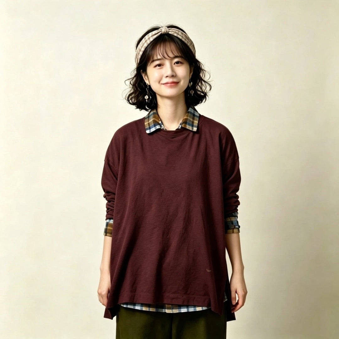 45R淨色長袖tee