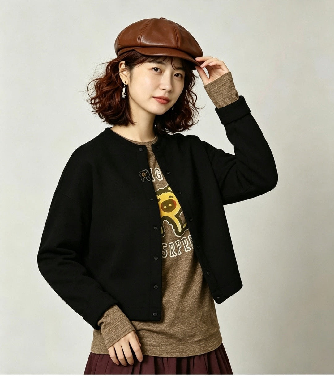 45R 小豬刺繡cardigan