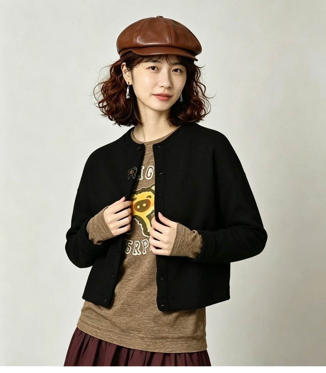 45R 小豬刺繡cardigan