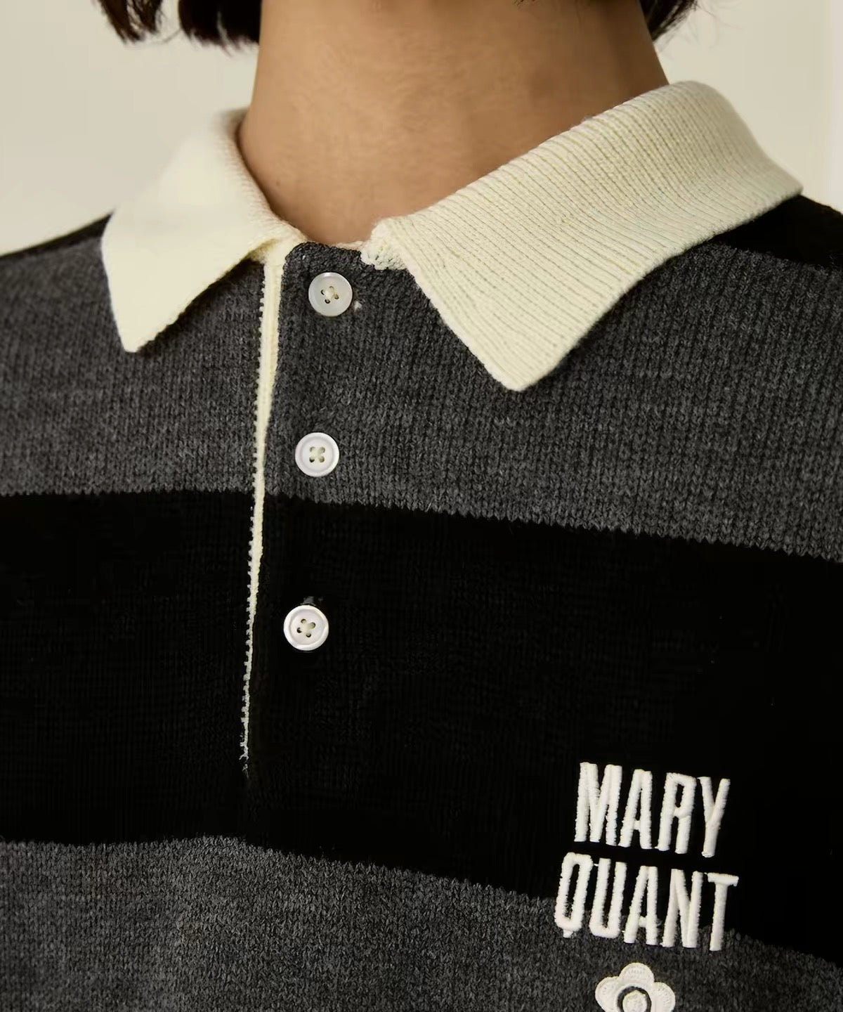 Mary Quant 刺繡針織polo shirt