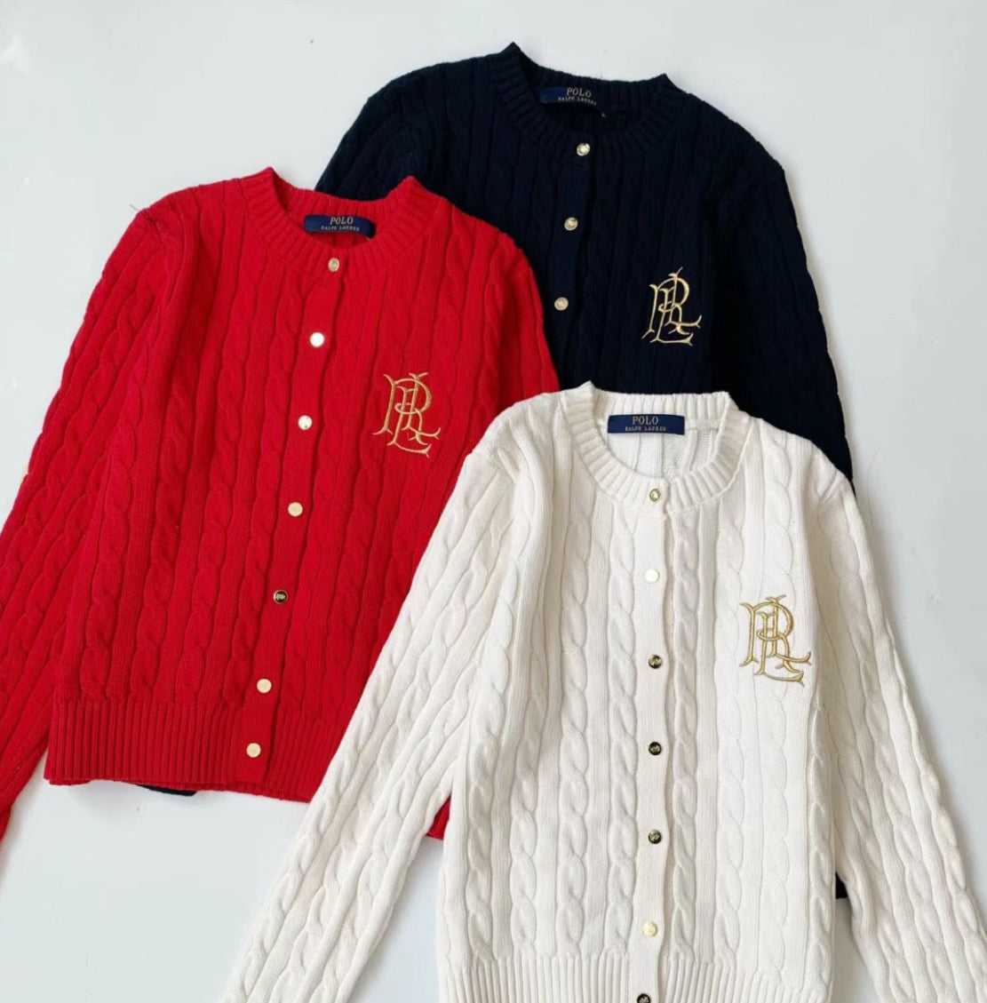 Polo麻花刺繡cardigan