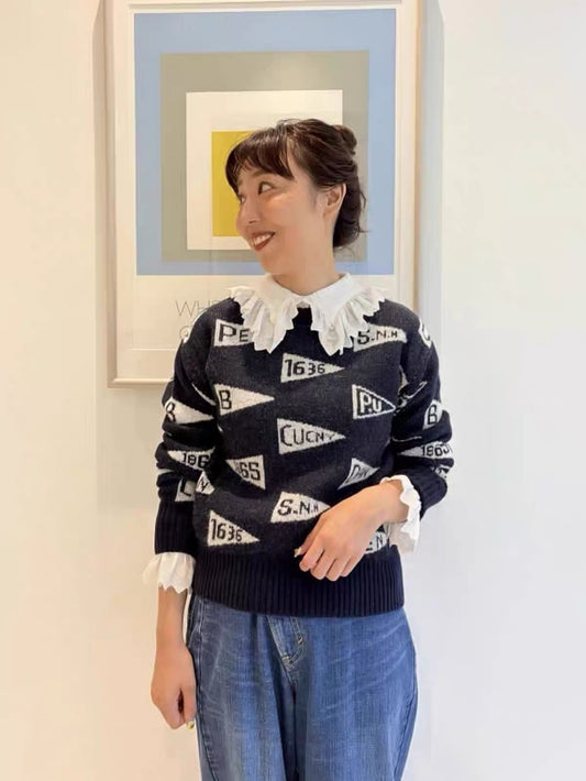 Beams boy 提花字母sweater