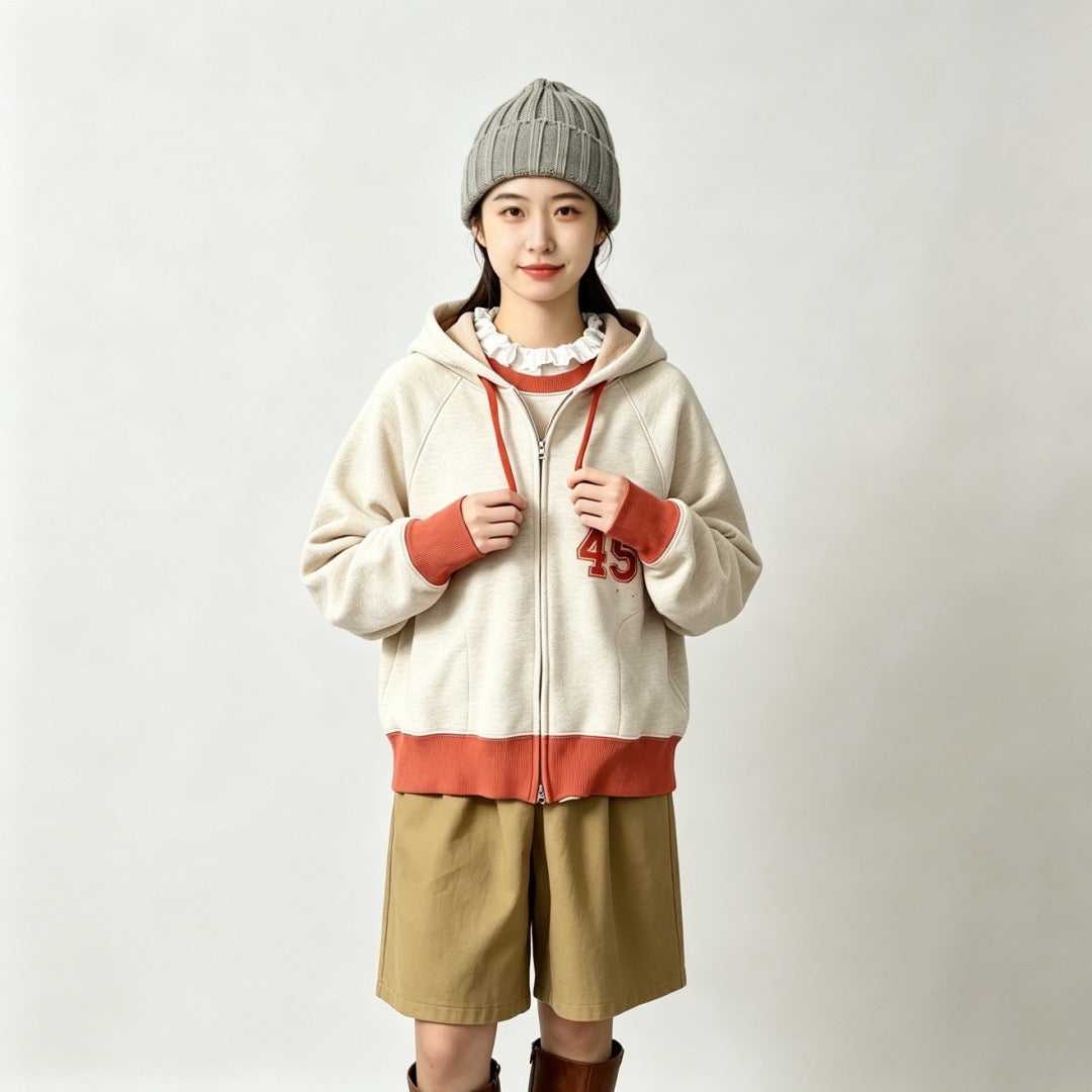 45R撞色hoodies jacket