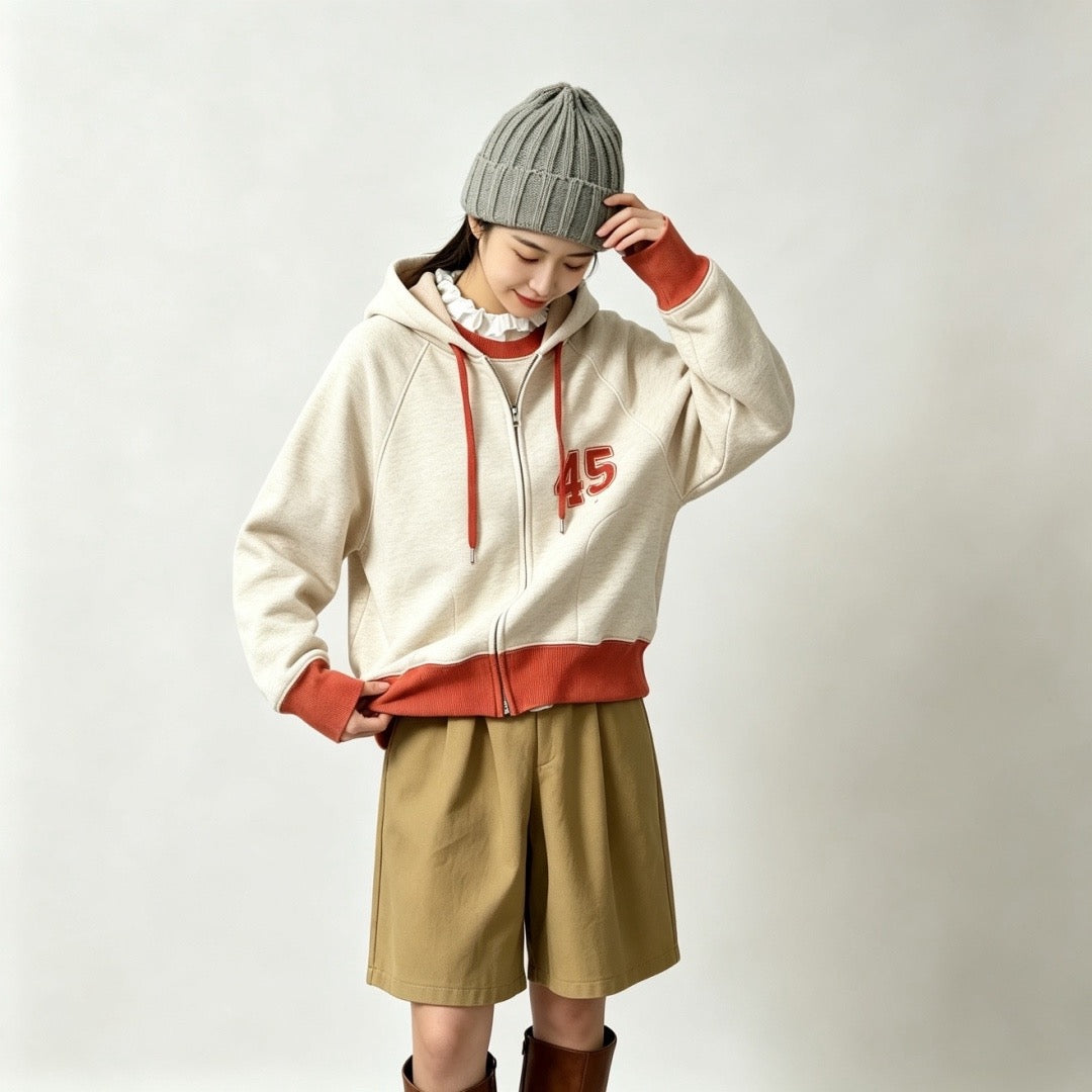 45R撞色hoodies jacket