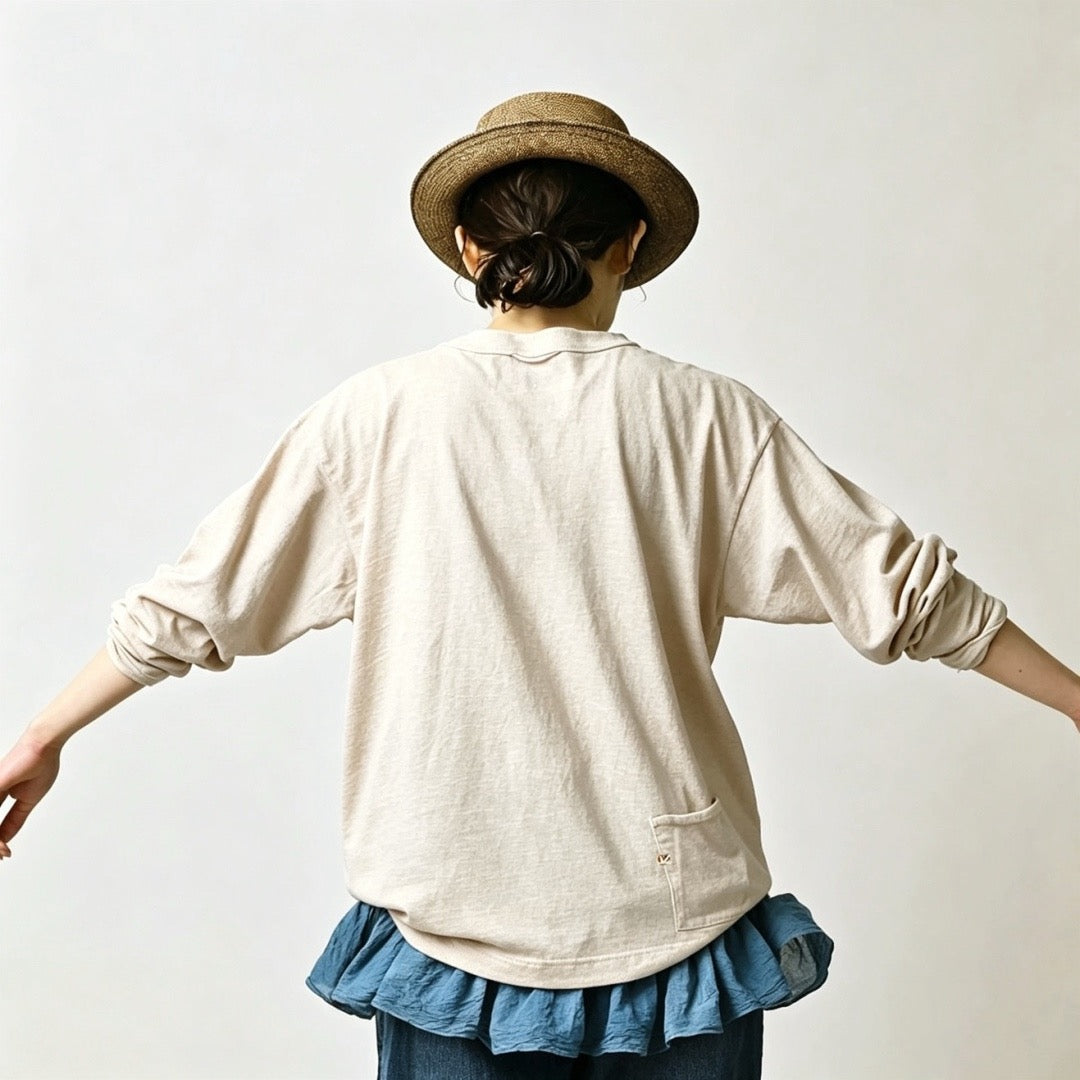 45R淨色長袖tee
