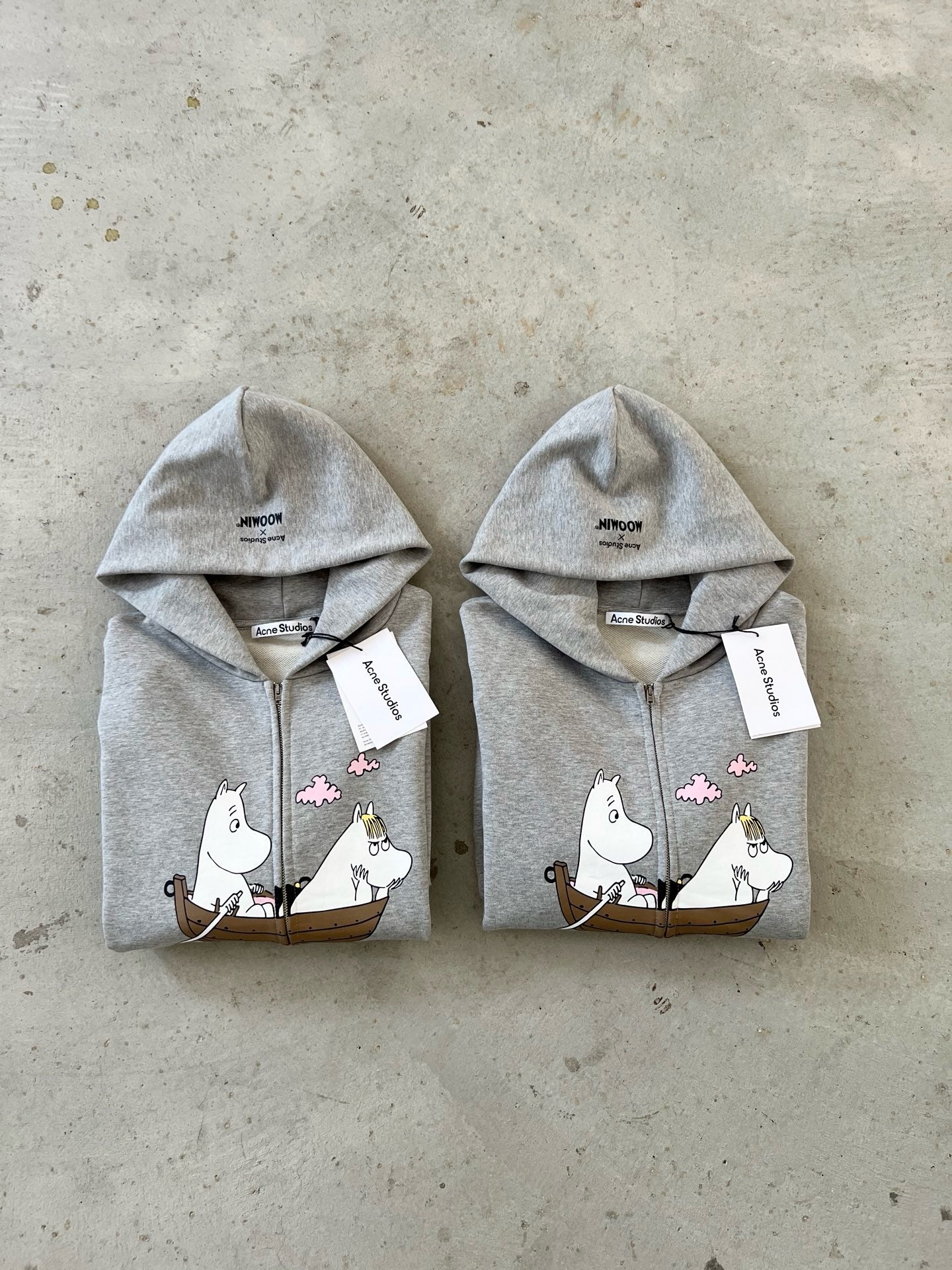 Acne studios x moomin zip hoodies