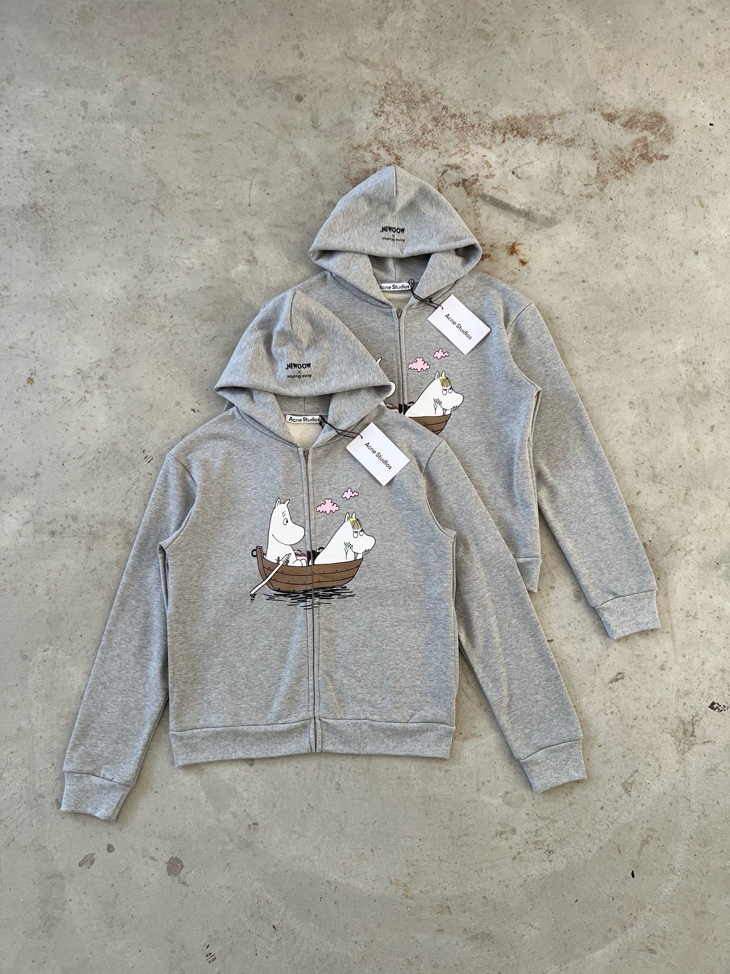 Acne studios x moomin zip hoodies