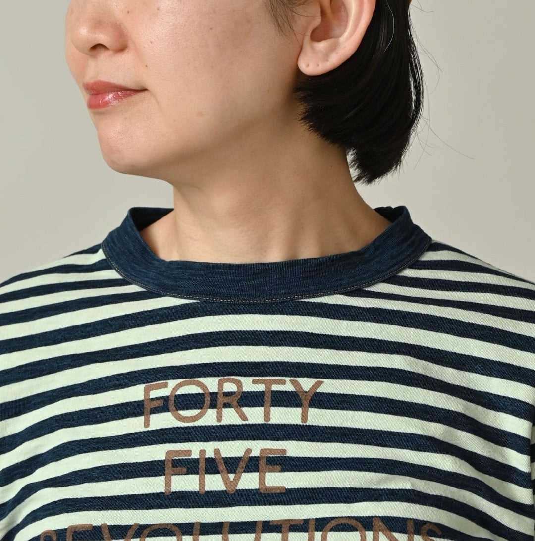 45R間條字母tee