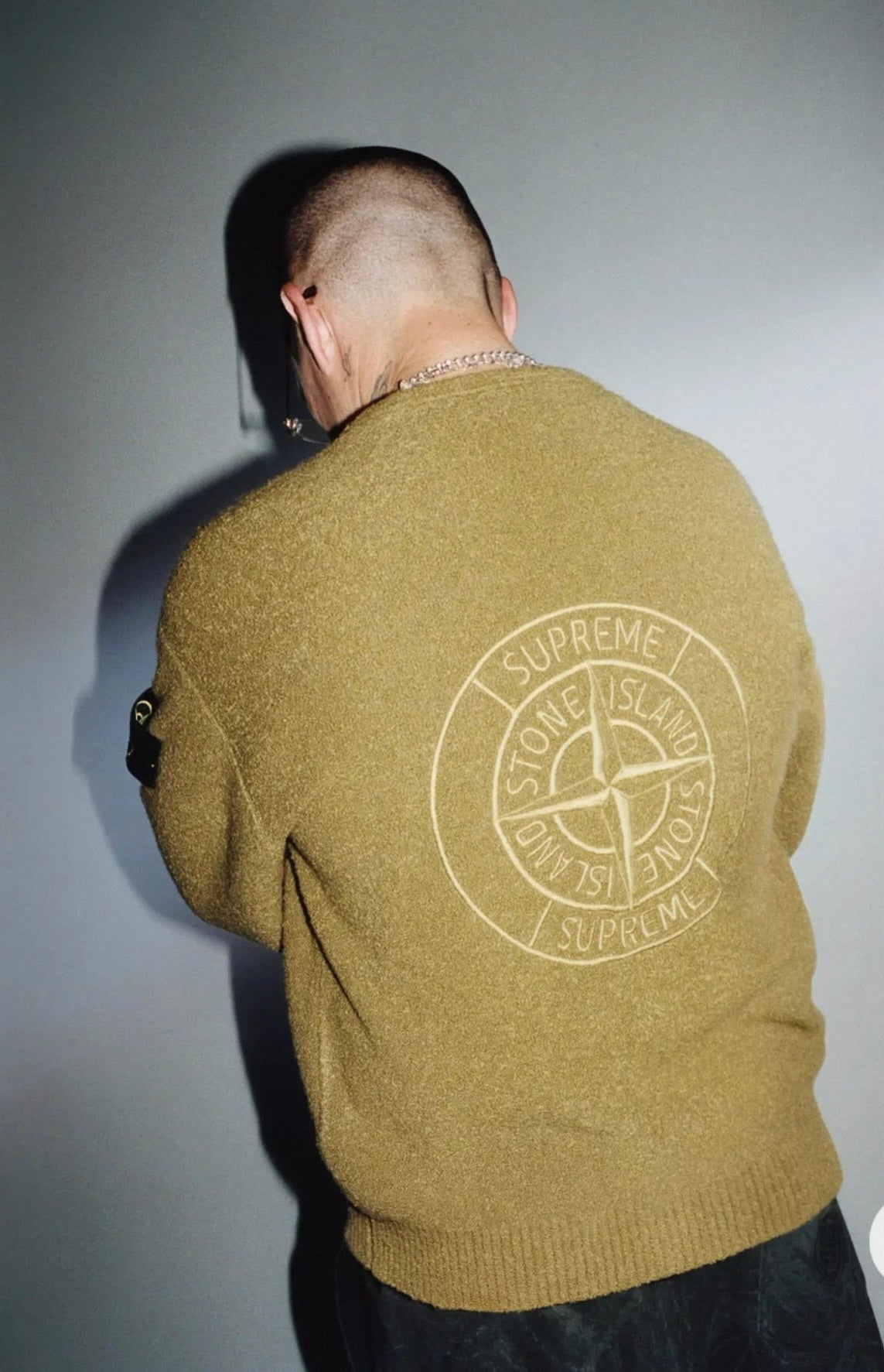 Supreme x stone Island 刺繡cardigan