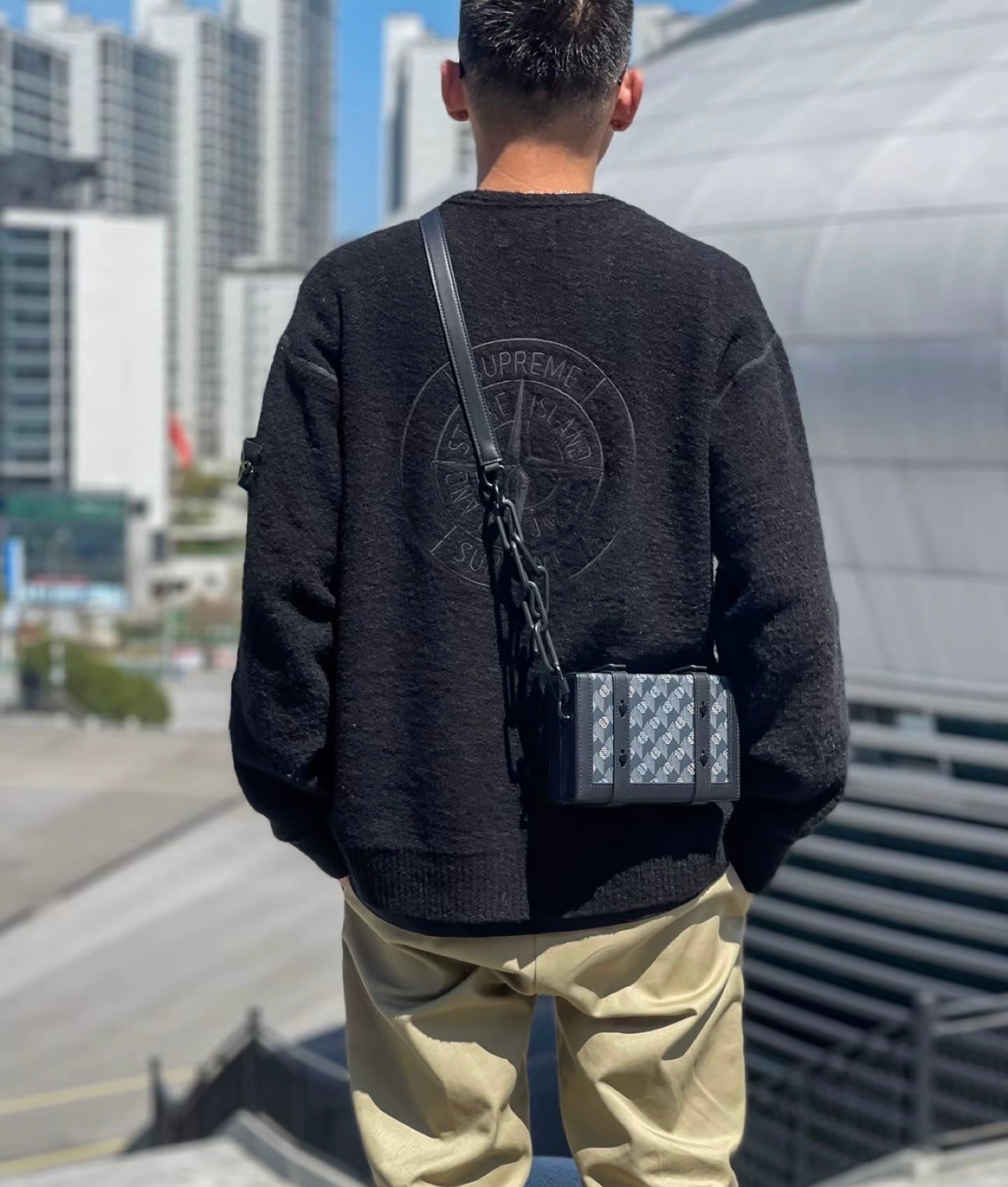 Supreme x stone Island 刺繡cardigan