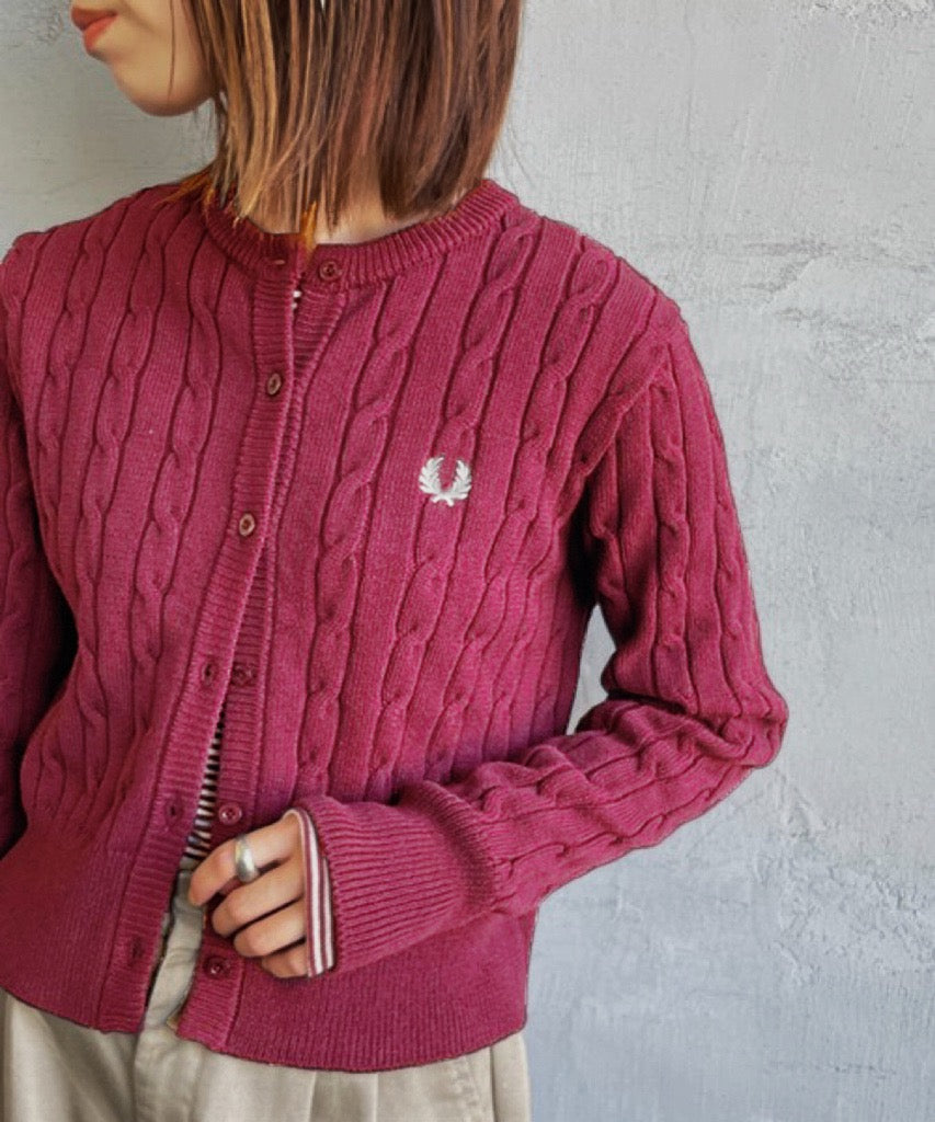 Fred perry 麻花針織cardigan