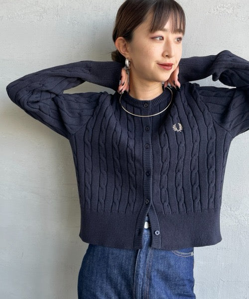 Fred perry 麻花針織cardigan