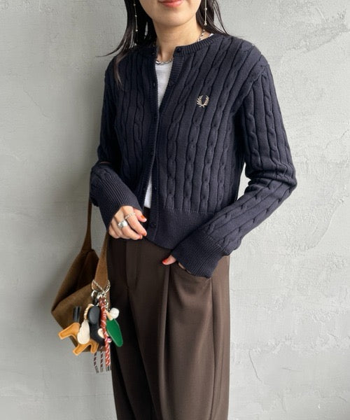 Fred perry 麻花針織cardigan