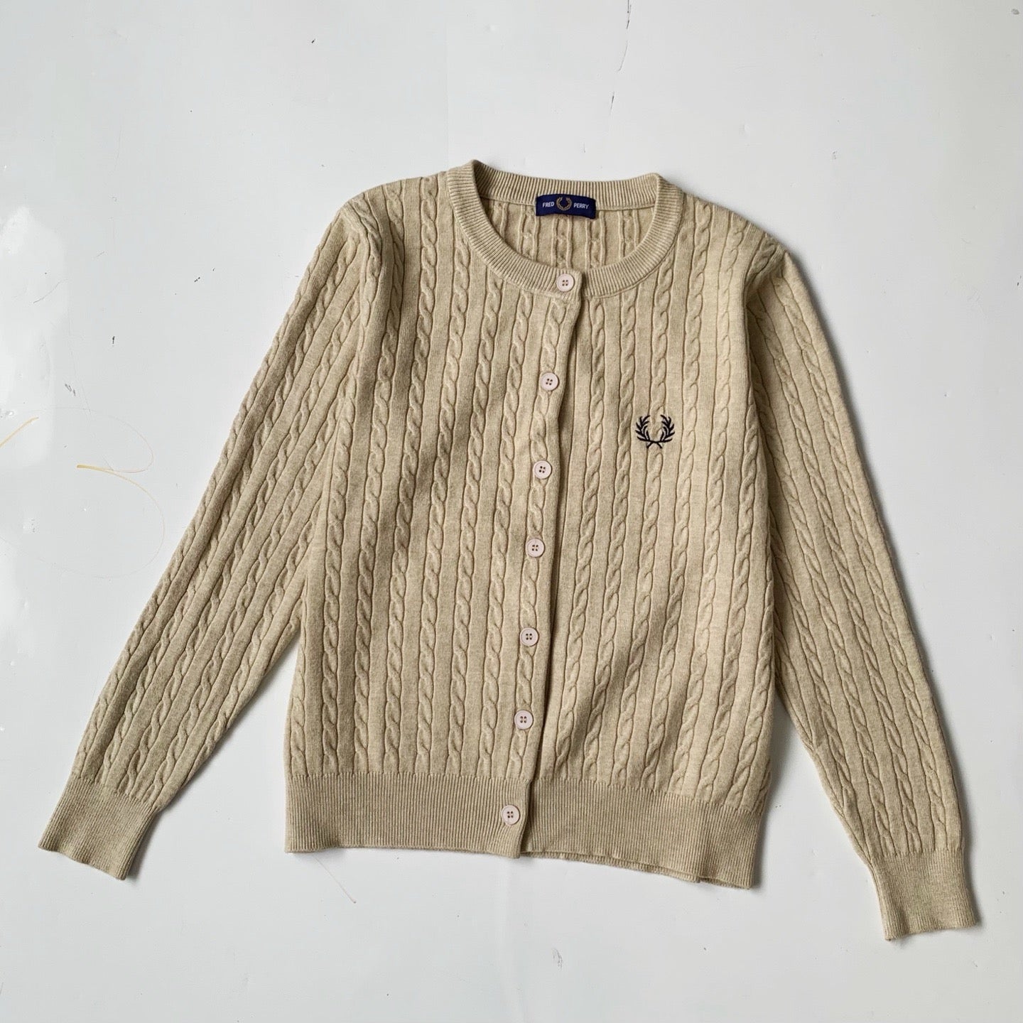 Fred perry 麻花針織cardigan