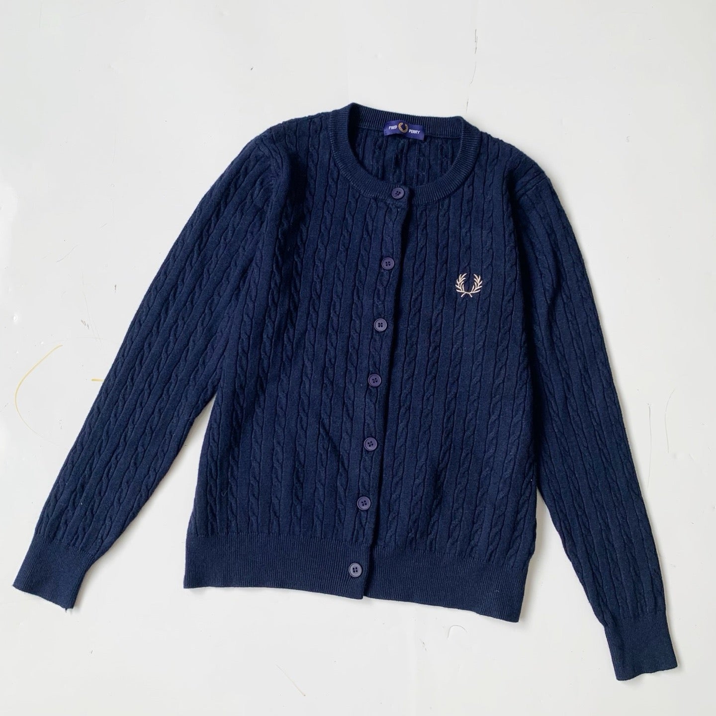 Fred perry 麻花針織cardigan