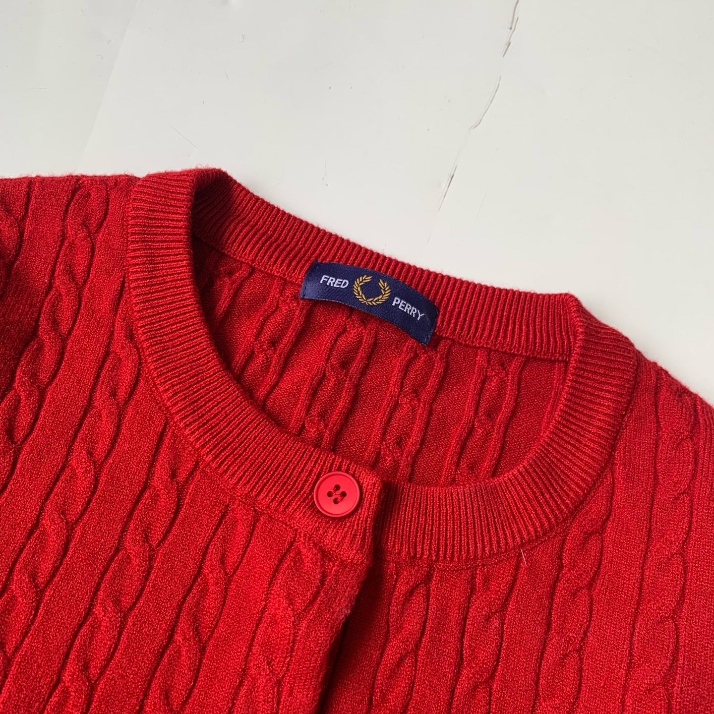 Fred perry 麻花針織cardigan