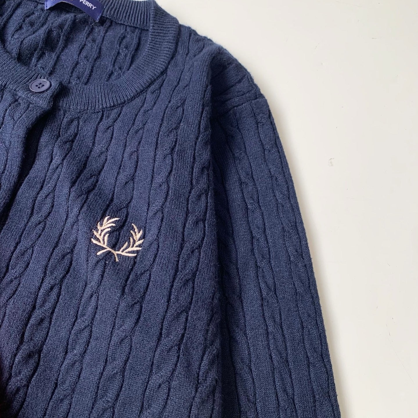 Fred perry 麻花針織cardigan