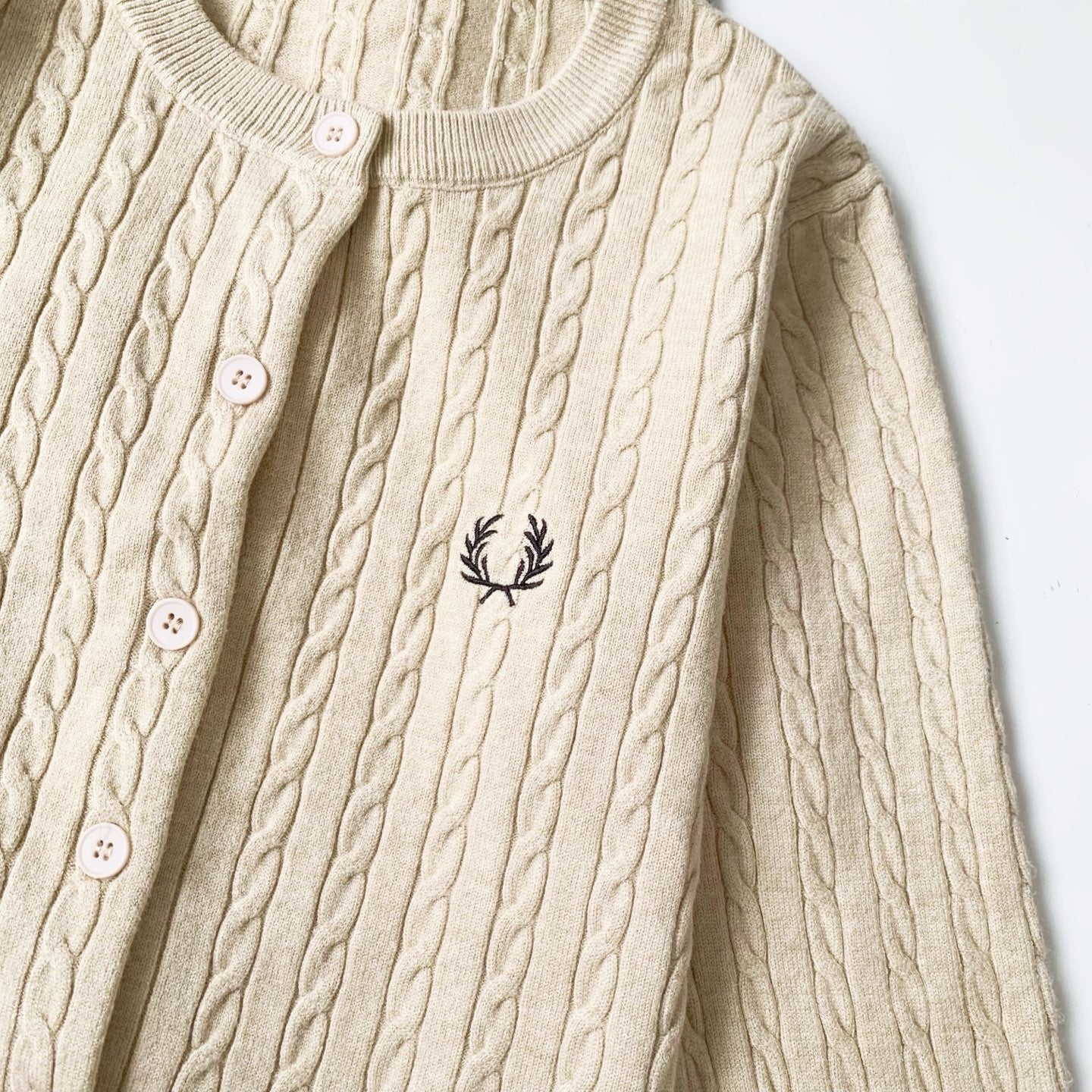 Fred perry 麻花針織cardigan