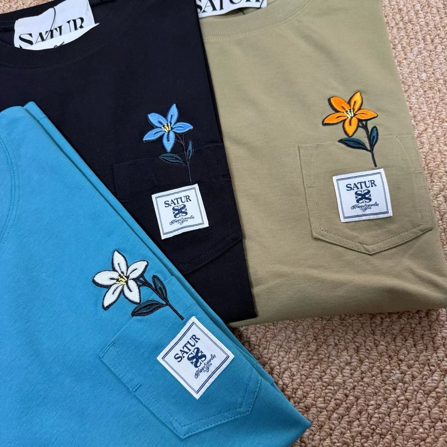 Satur 刺繡pocket tee