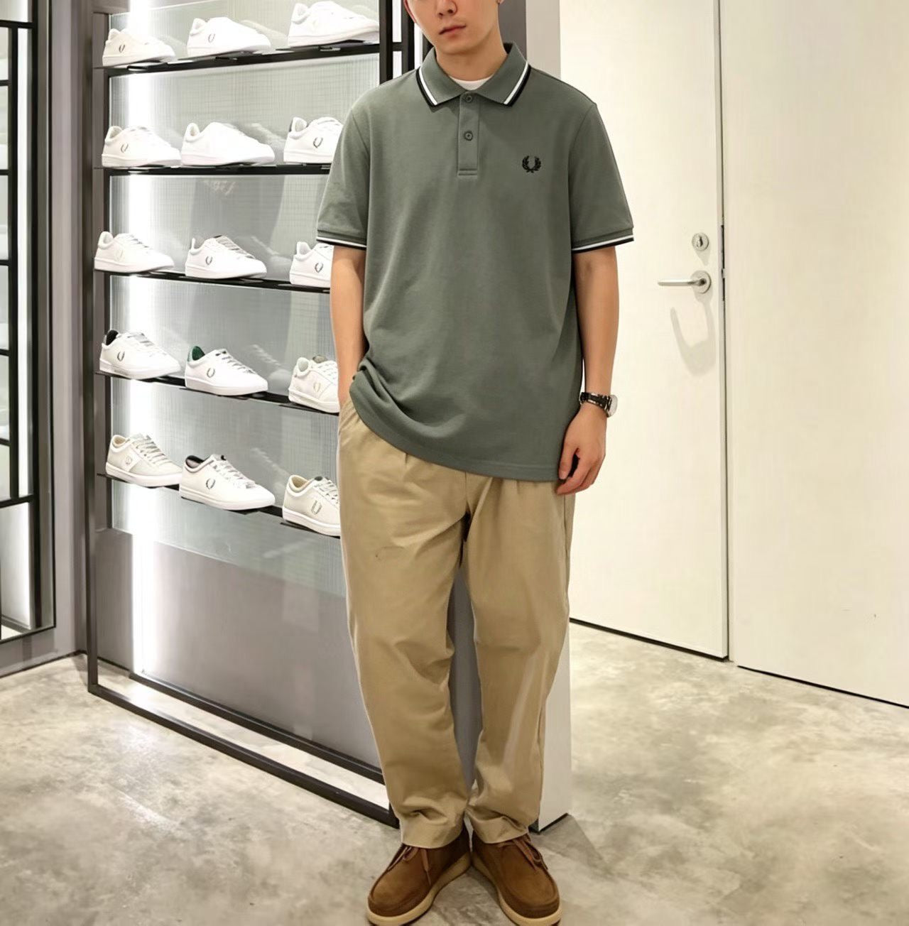 Fred perry撞色polo shirt