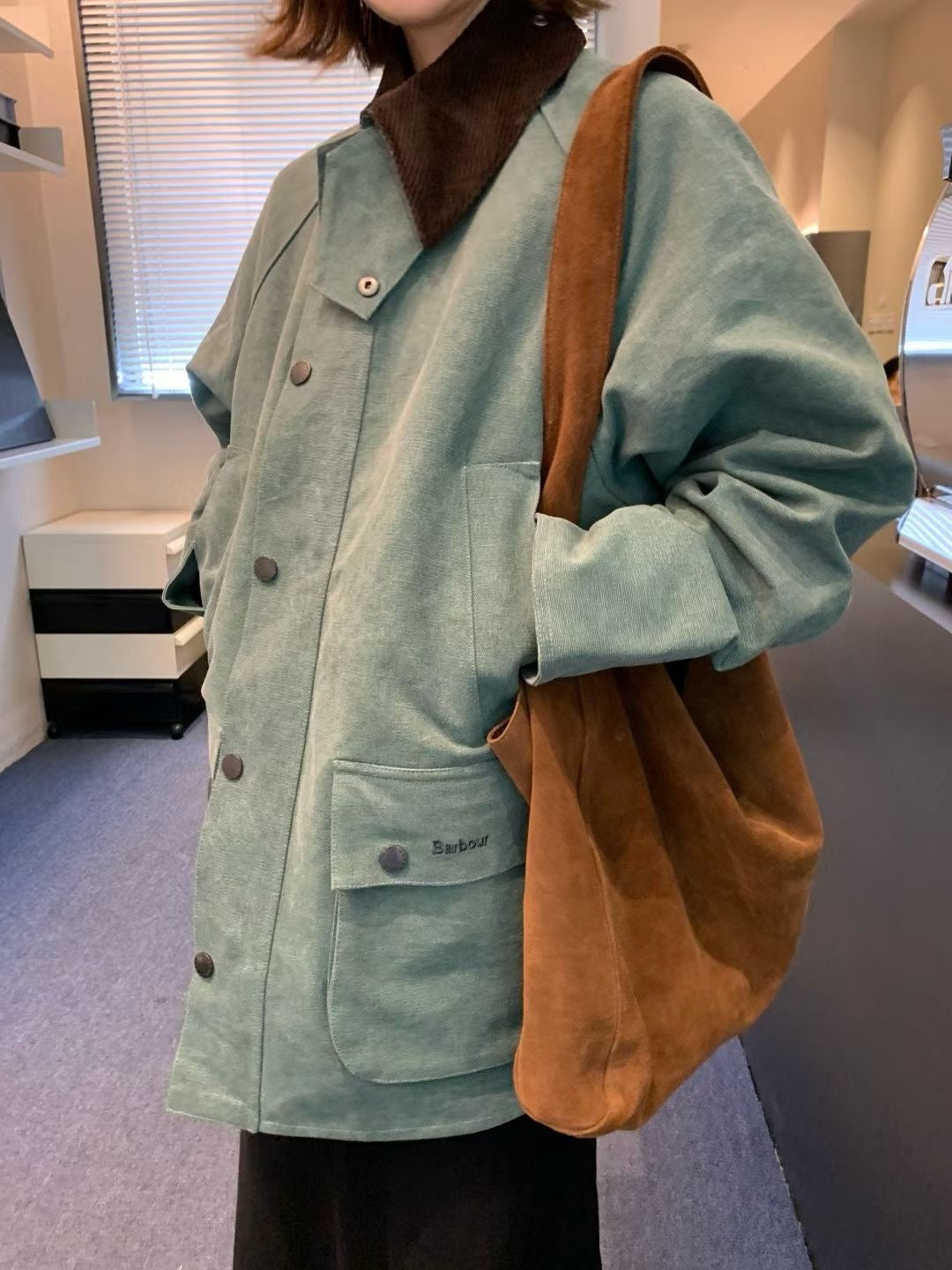 Barbour x Noah中長刺繡外套