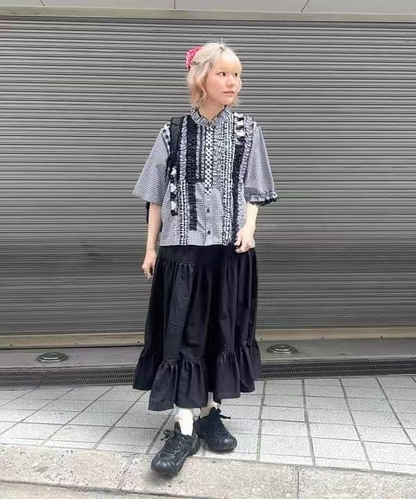 Beams蝴蝶結格仔裇衫